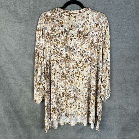 Susan Graver Top Womens 4X Brown Stretch Comfort V Neck Liquid Knit Office Tunic - Picture 6 of 10